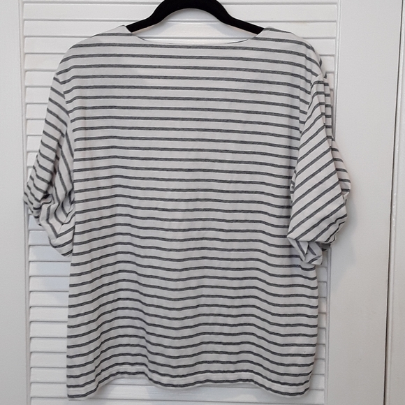 Striped Shirt w/ twisted short sleeves Top - Picture 3 of 8